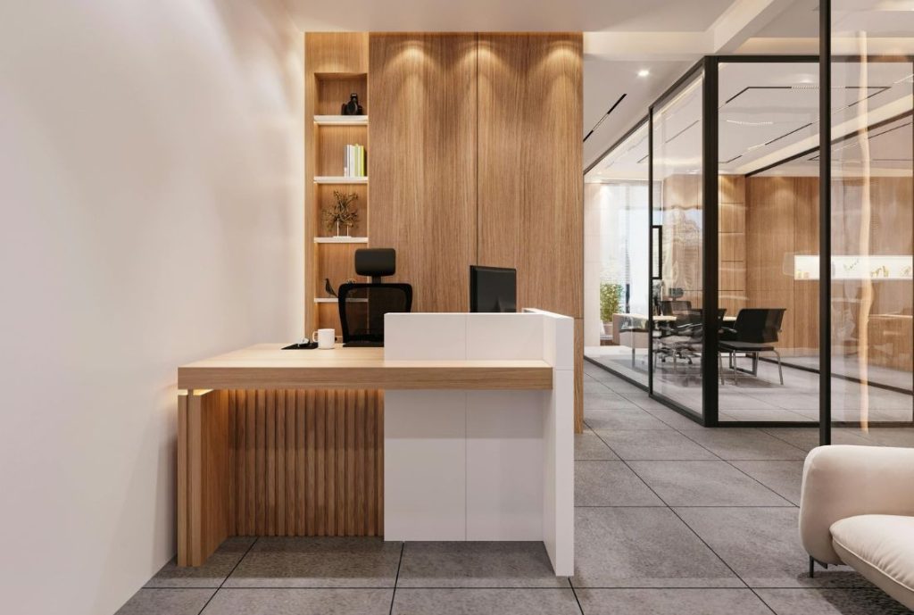 木目調のショールームの入り口画像