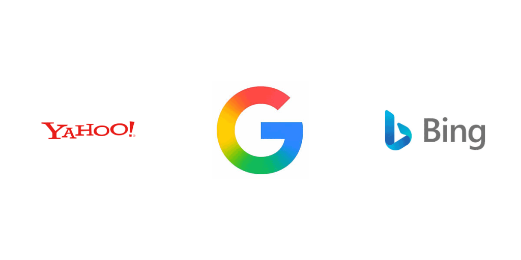 Google、Yahoo、Bingのロゴ
